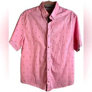 Report Collection short-sleeve button shirt,  Large, pink, Resort Vacation
